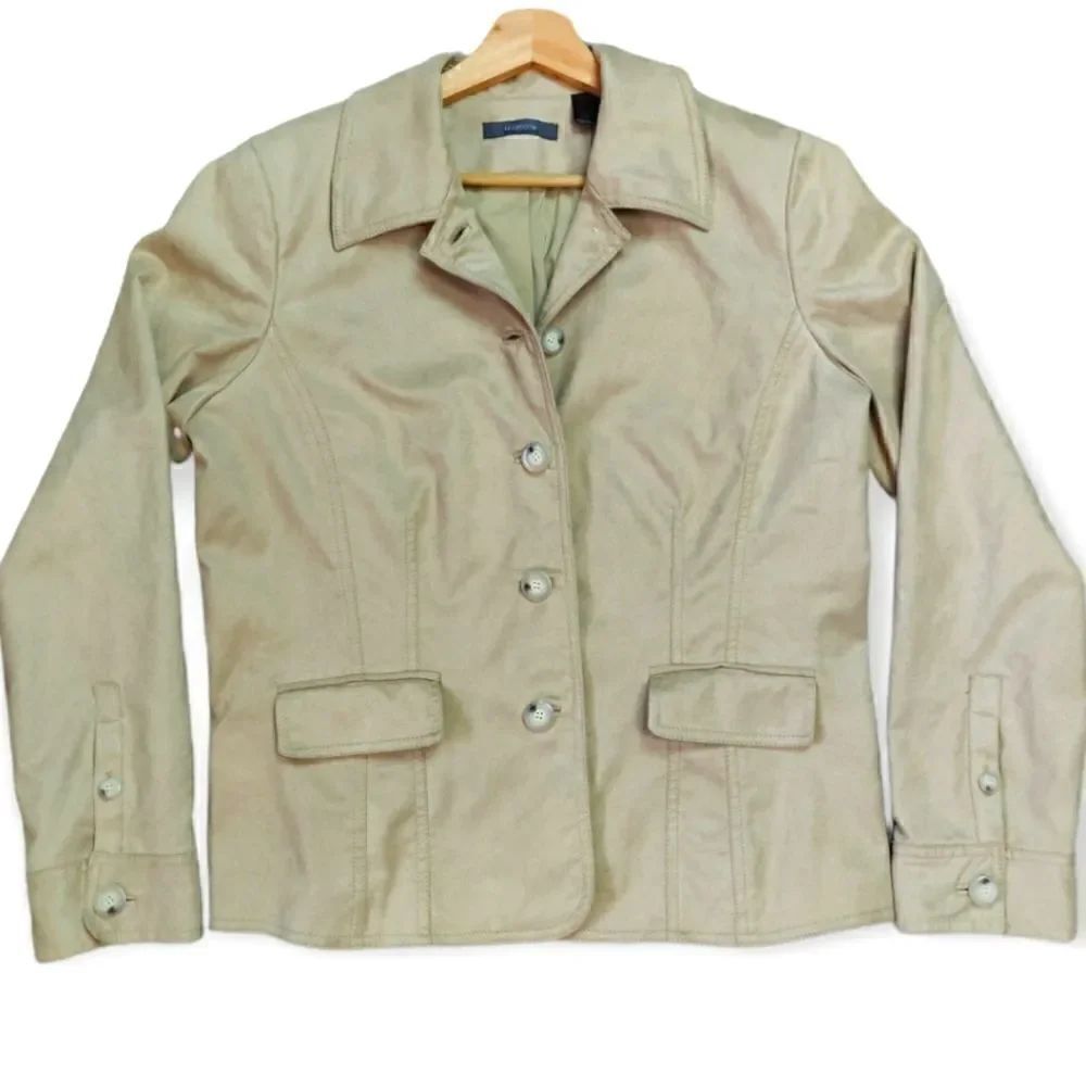 💥 LIZ CLAIBORNE CREAM TAN FAUX SUEDE BLAZER JACKET SIZE 14
